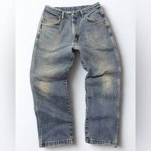 Rustler Men's Relaxed Light Blue Distressed Cowboy Jeans 30W